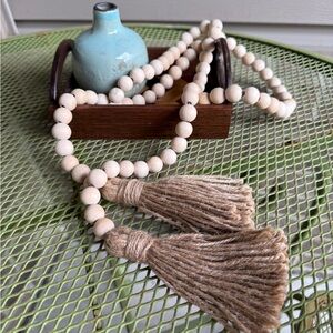 47” Natural Solid Wood Bead Garland